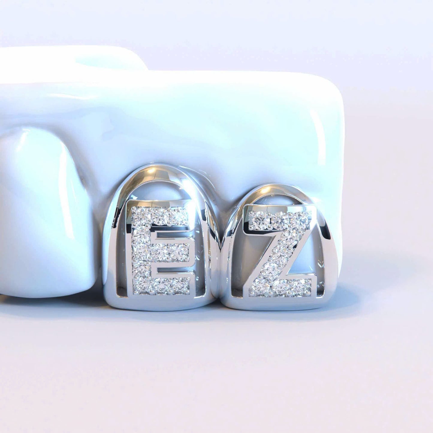 Custom Initial Grillz with Moissanite Diamonds