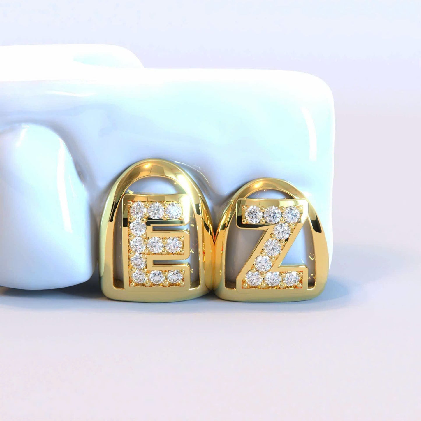 Custom Initial Grillz with Moissanite Diamonds