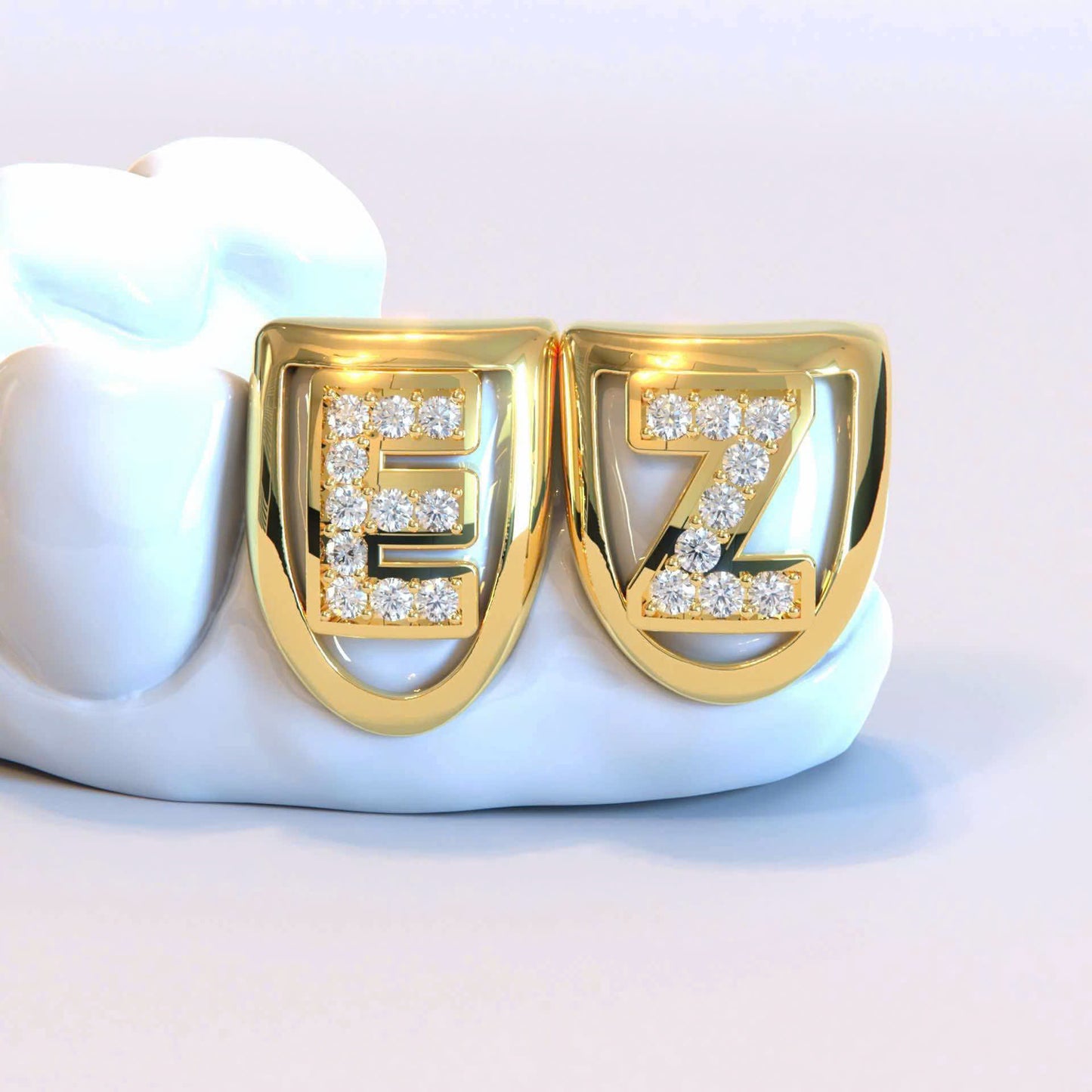 Custom Initial Grillz with Moissanite Diamonds