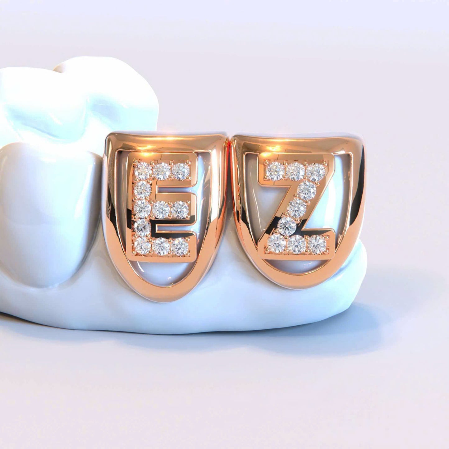 Custom Initial Grillz with Moissanite Diamonds