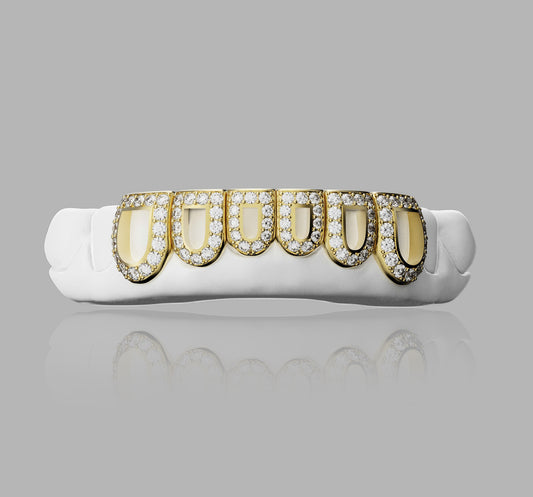 6 OPEN FACE - TRUE VVS MOISSANITES DIAMONDS GRILLZ SET