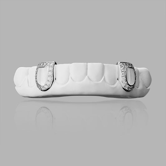 2 OPEN FACE WITH SOLID BAR- TRUE VVS MOISSANITES DIAMONDS GRILLZ